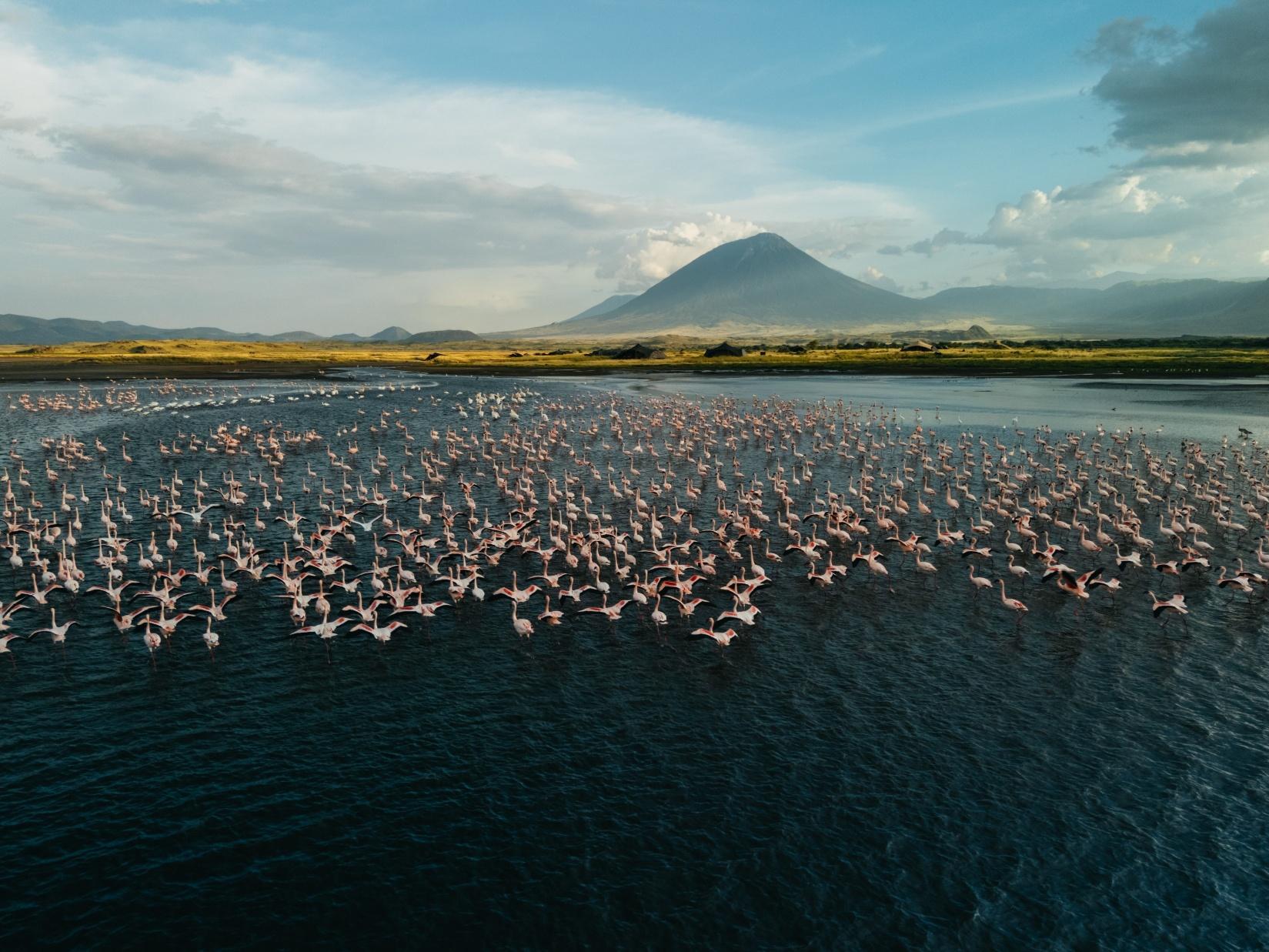 Lake Natron with Ol Doinyo Lengai volcano